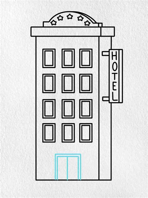 how to draw hotel